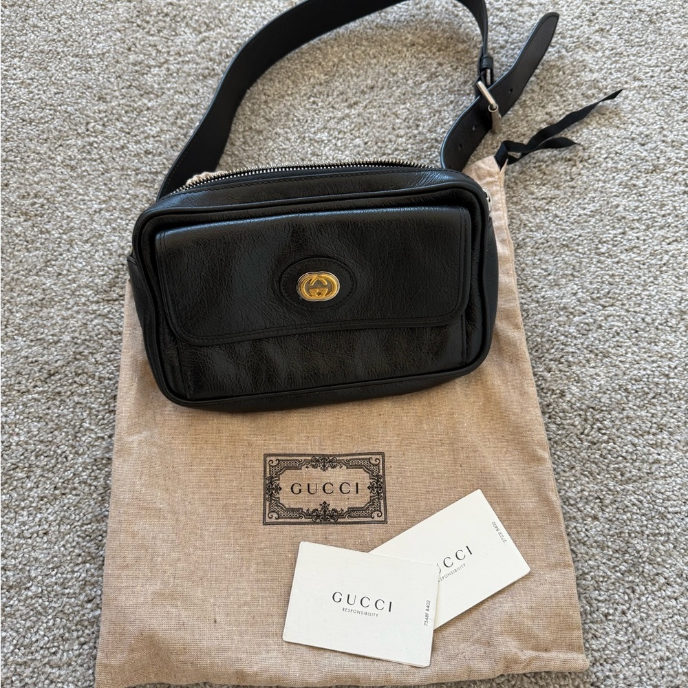 Gucci Black Leather Men's Bag